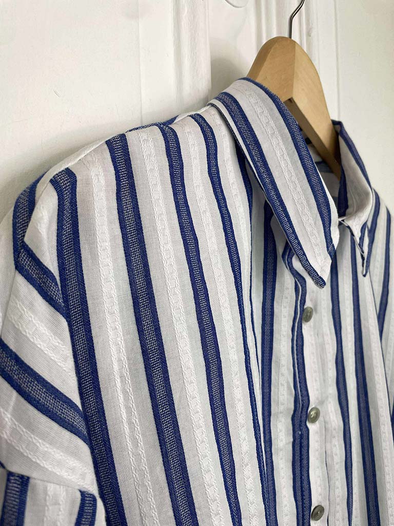 Striped Cotton Shirt - Royal Blue