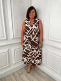 Palm Harmony Midi Dress - Chocolate