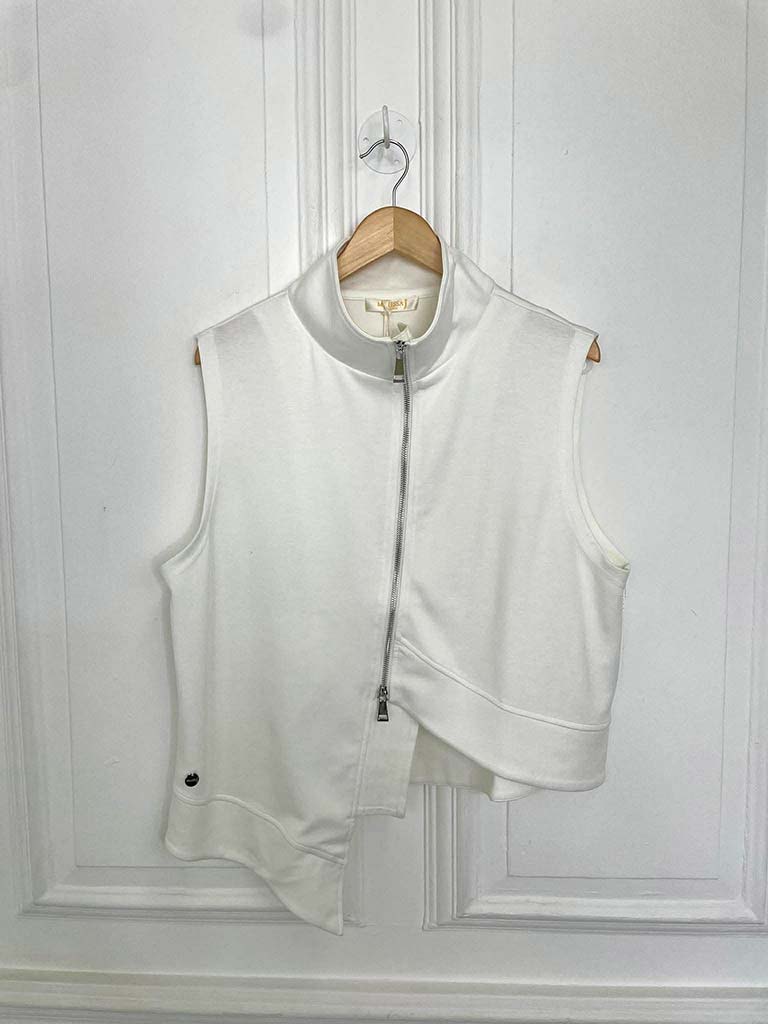 Malissa J Asymmetric Jersey Gilet - White