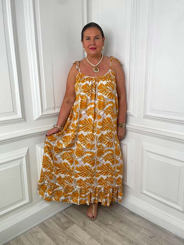 Palm Summer Dress - Ochre