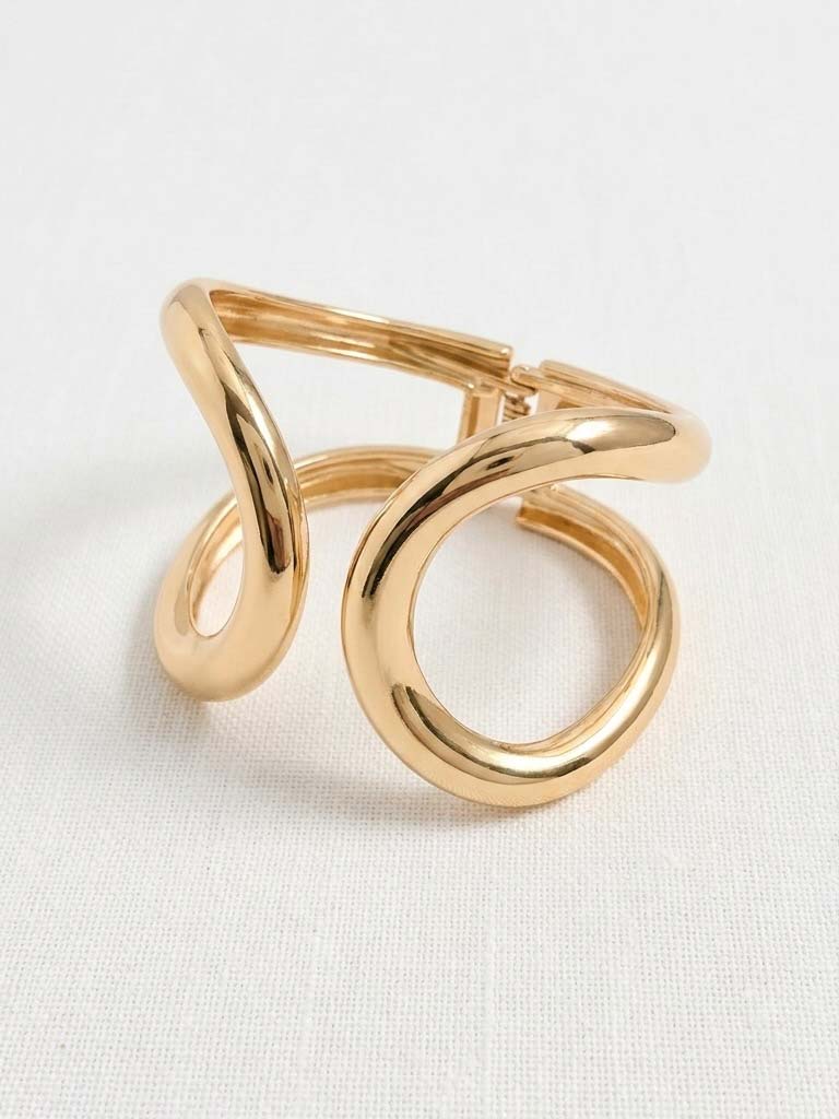 Envy Halo Curve Bangle - Gold