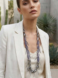 Envy Bead & Faux Suede Necklace - Dusky Blue