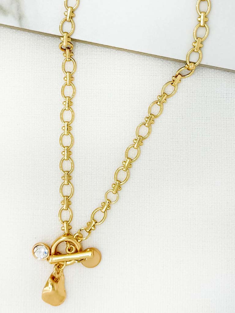Envy Charm T-Bar Necklace - Gold