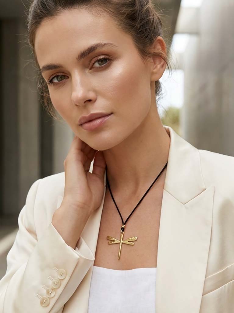 Envy Dragonfly Rope Necklace - Gold