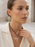 Envy Dragonfly Rope Necklace - Silver