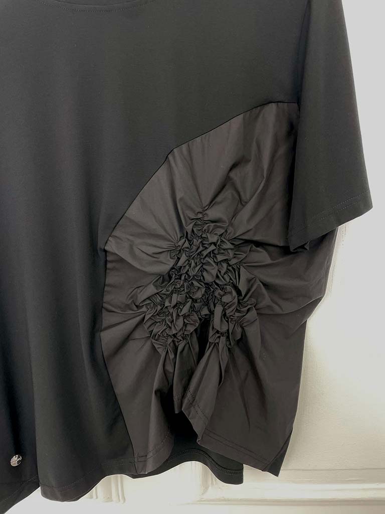 Malissa J Jersey Ruffle Top - Black