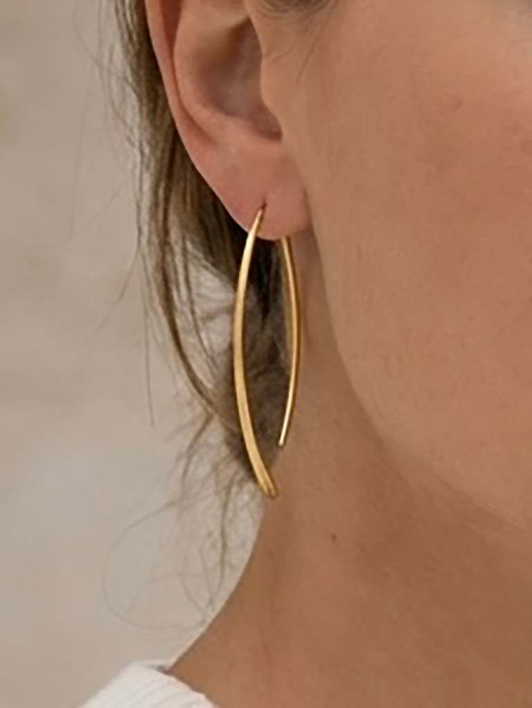 Envy Ellipse Pull Through Earrings - Gold