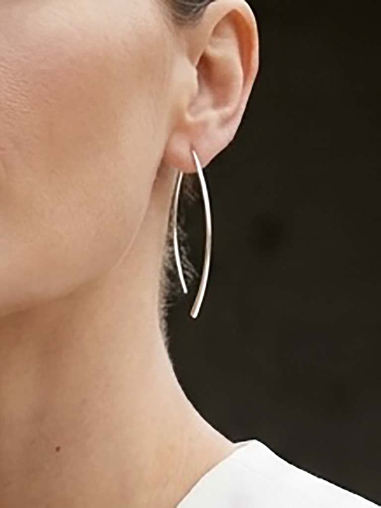 Envy Ellipse Pull Through Earrings - Silver