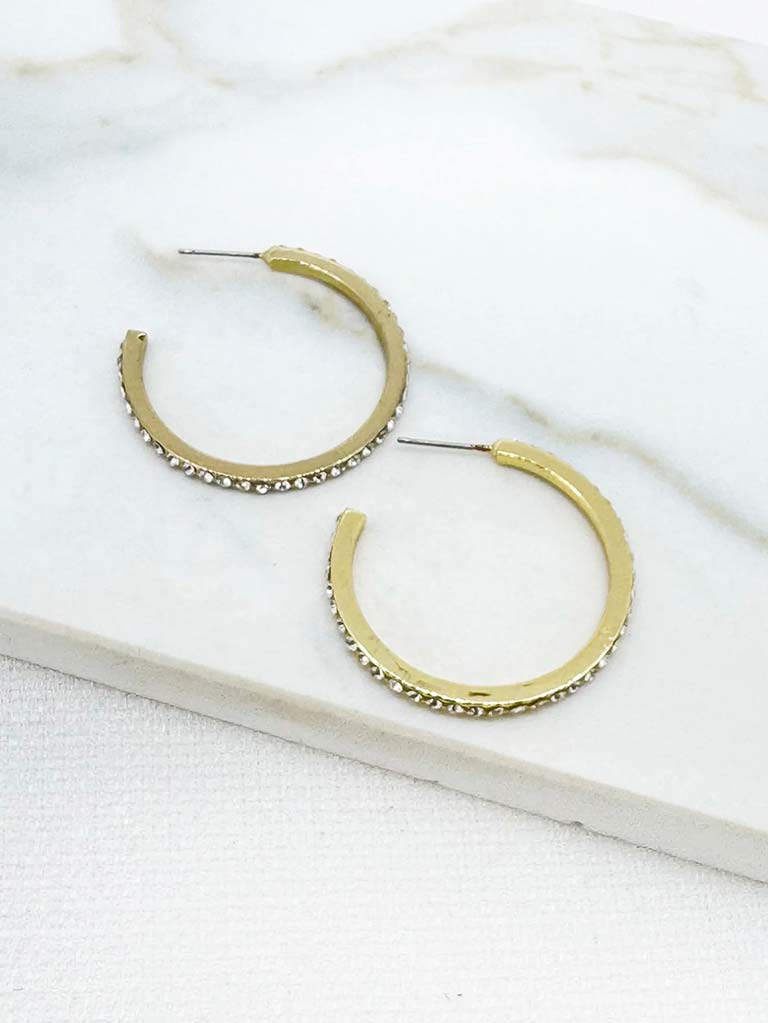Envy Diamanté Hoop Earrings - Gold