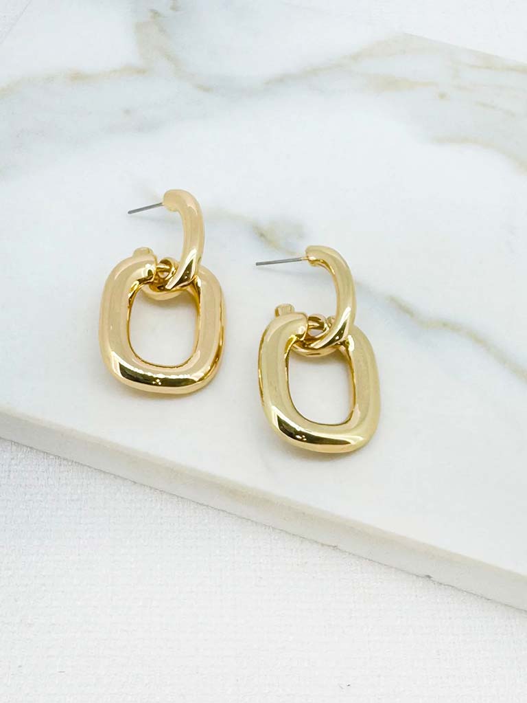 Envy Geo Link Hoop Earrings - Gold