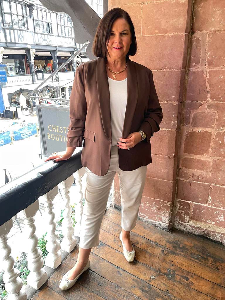 Ruched Sleeve Blazer - Chocolate