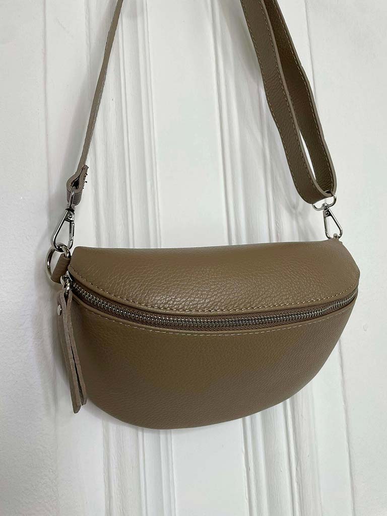 Leather Cross Body Bag - Mocha