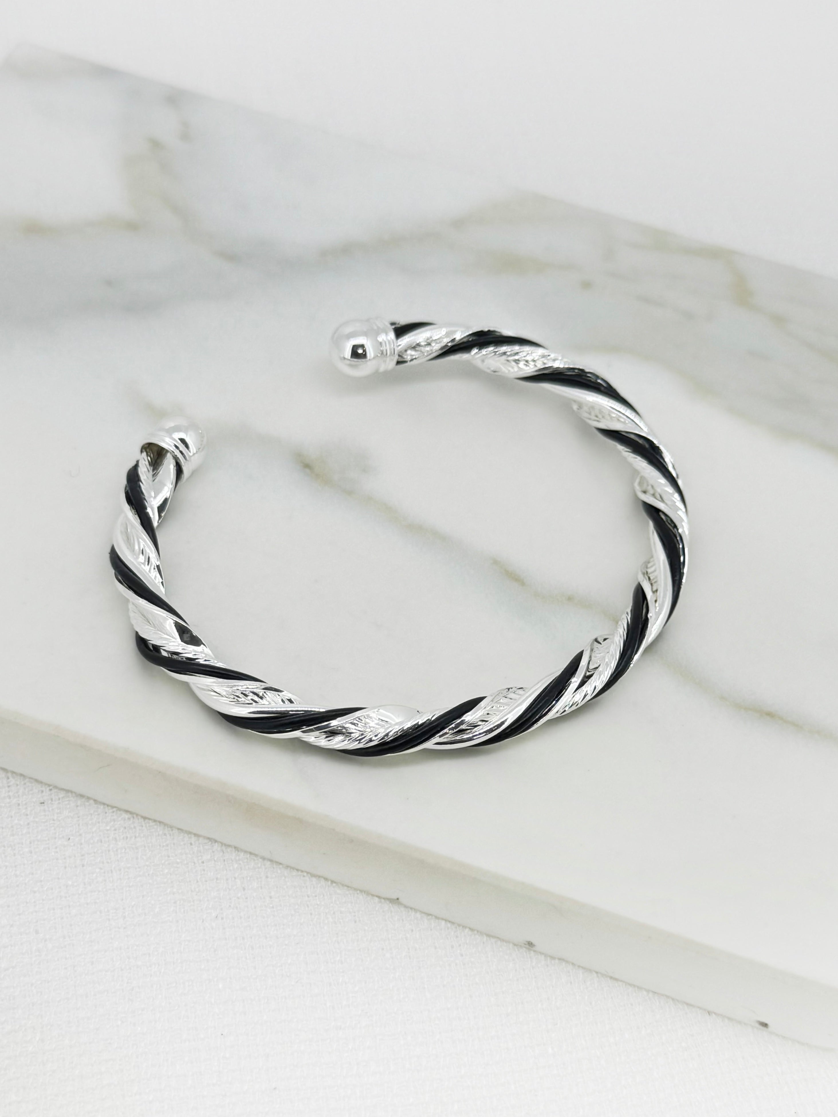 Envy Monochrome Bangle - Silver