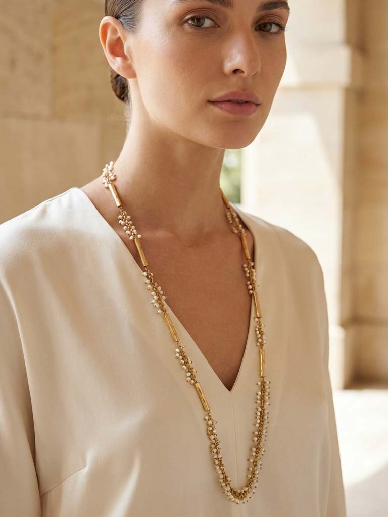 Envy Pearl Cluster Necklace - Gold