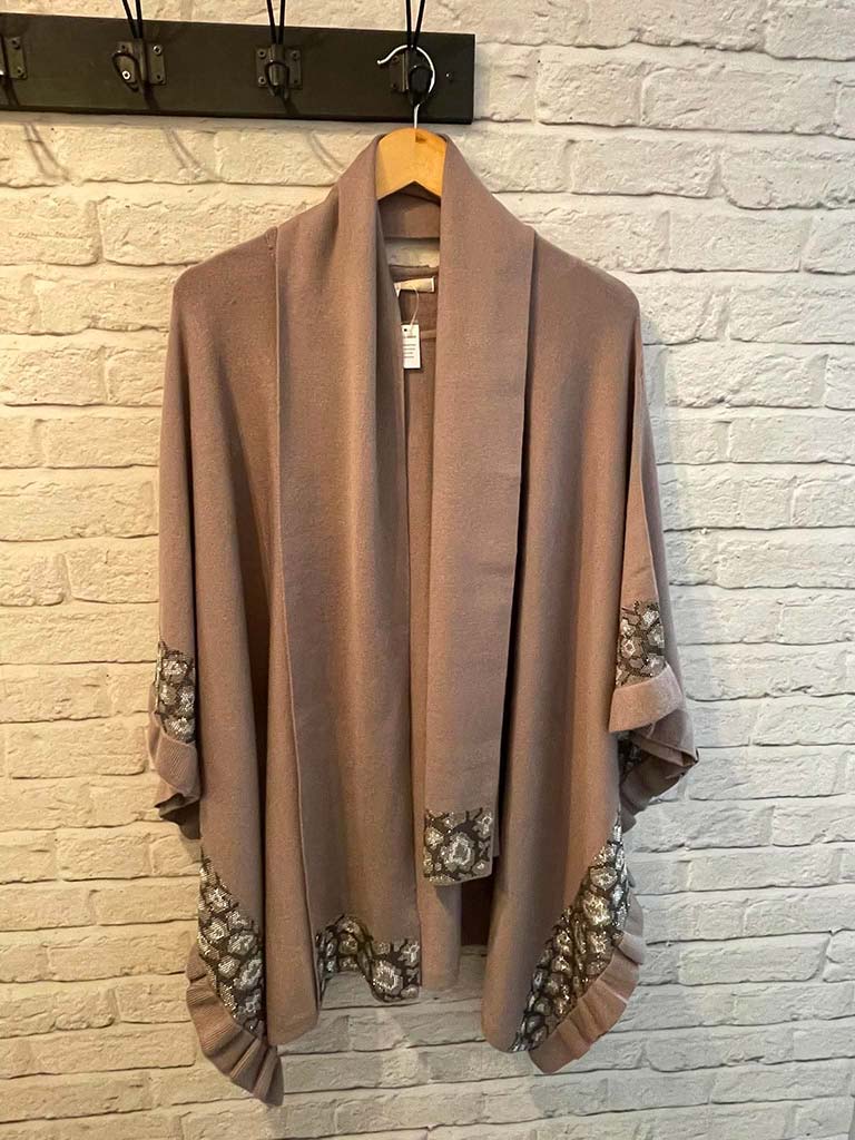 Malissa J Embellished Knit & Scarf - Stone