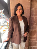 Ruched Sleeve Blazer - Chocolate