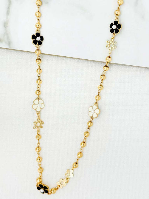 Envy Flower Bead Necklace - Gold