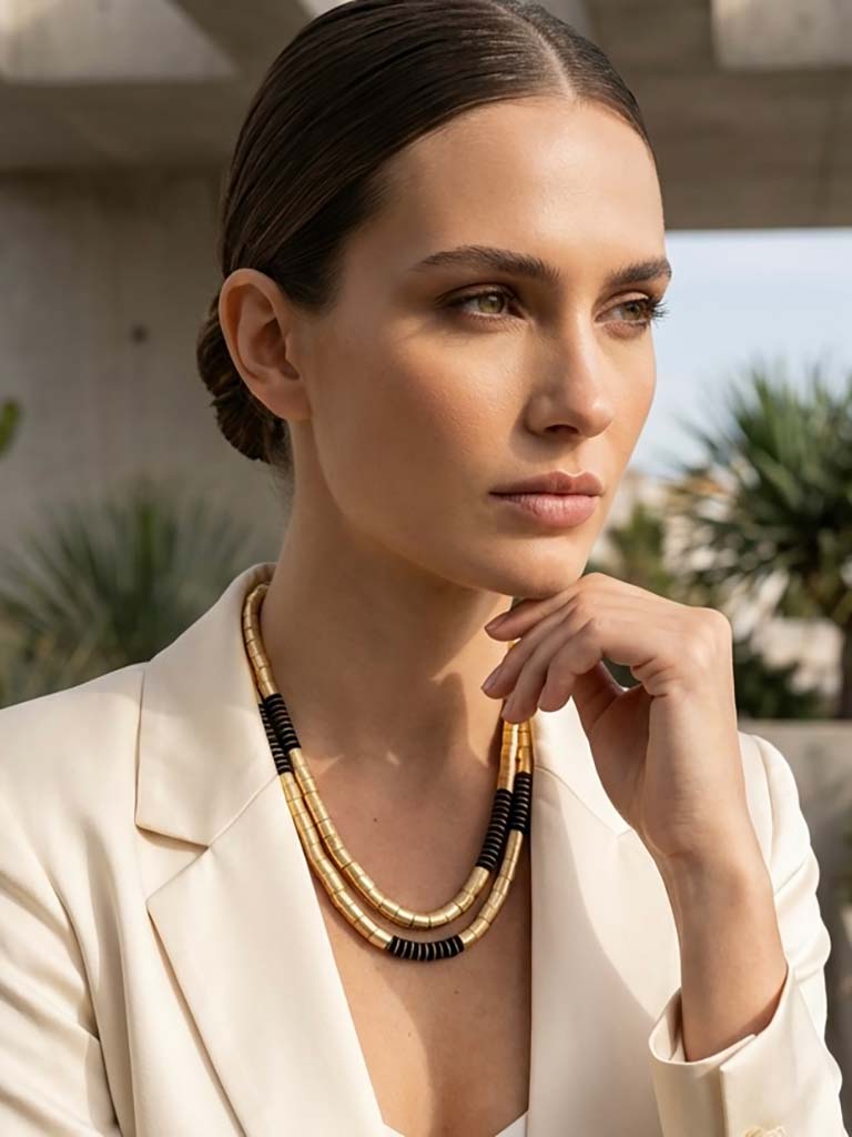 Envy Beaded Necklace - Brushed Gold