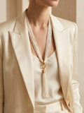 Envy Micro Bead Tassel Necklace - Ivory