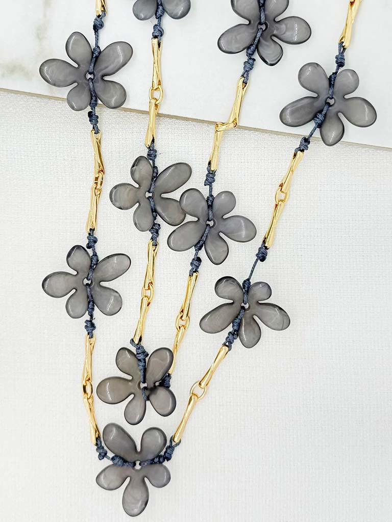 Envy Statement Flower Necklace - Slate
