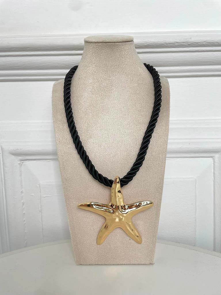 Starfish Rope Necklace - Black