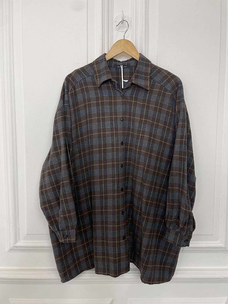 Oversized Check Shirt - Chocolate