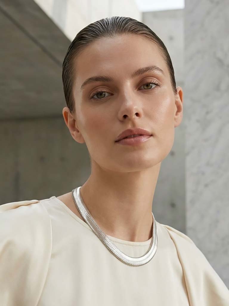 Envy Herringbone Chain Necklace - Silver