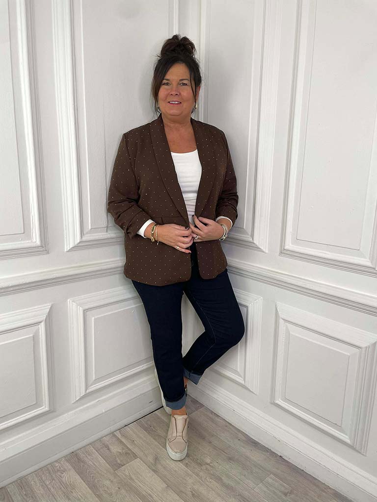 Studded Blazer - Chocolate