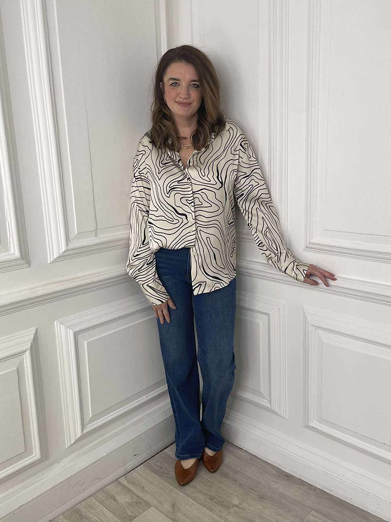 Swirl Silk Feel Shirt - Ivory