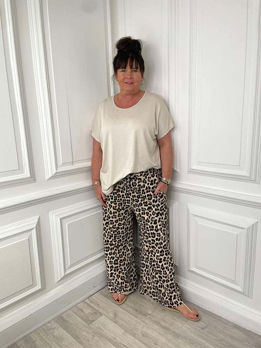 Leopard Wide Leg Joggers