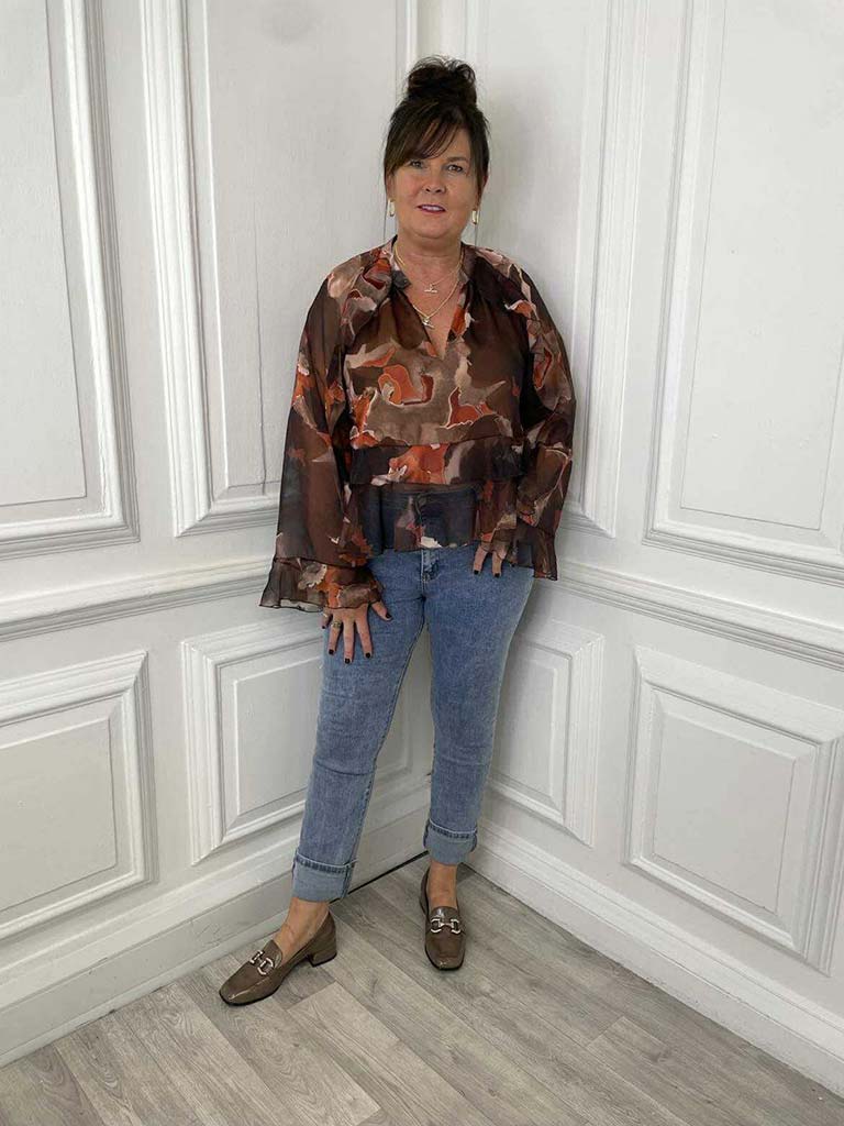 Vintage Floral Smock Top - Chocolate