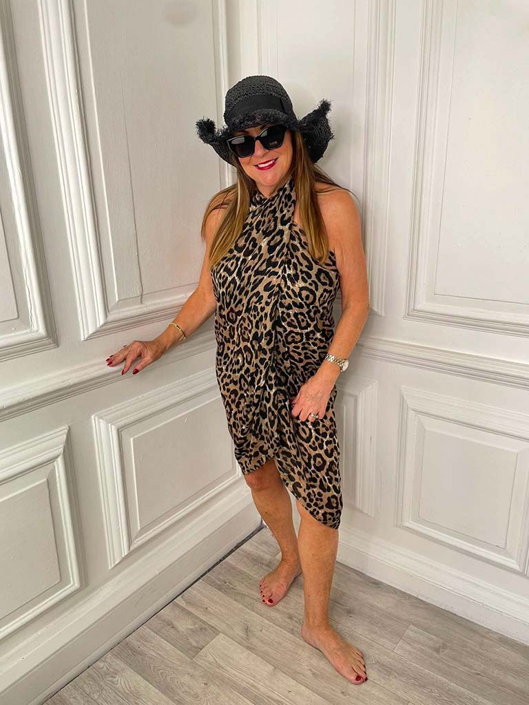 Malissa J Leopard Print Scarf - Camel