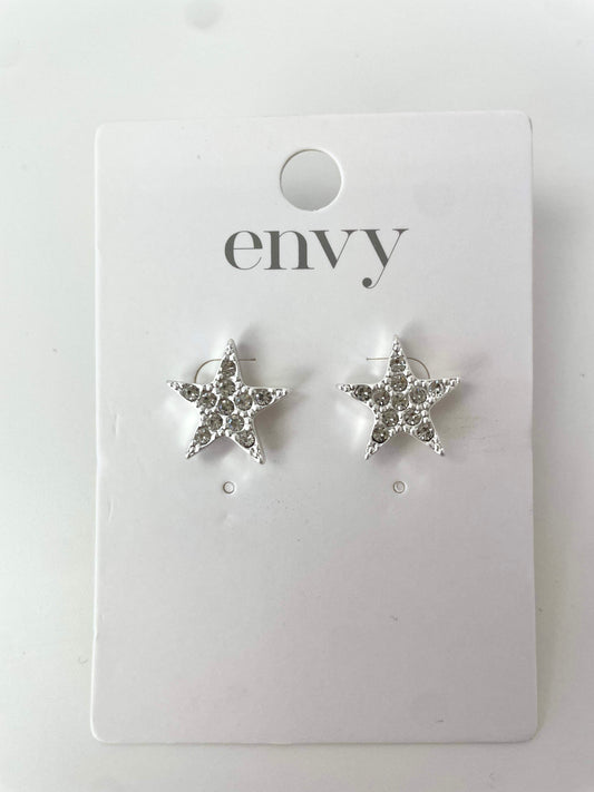Envy Diamante Star Earrings - Silver