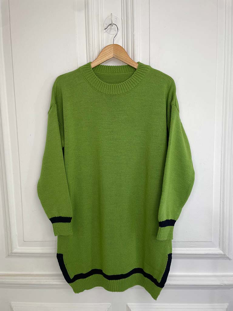 Stripe Edge Knit Tunic - Kiwi