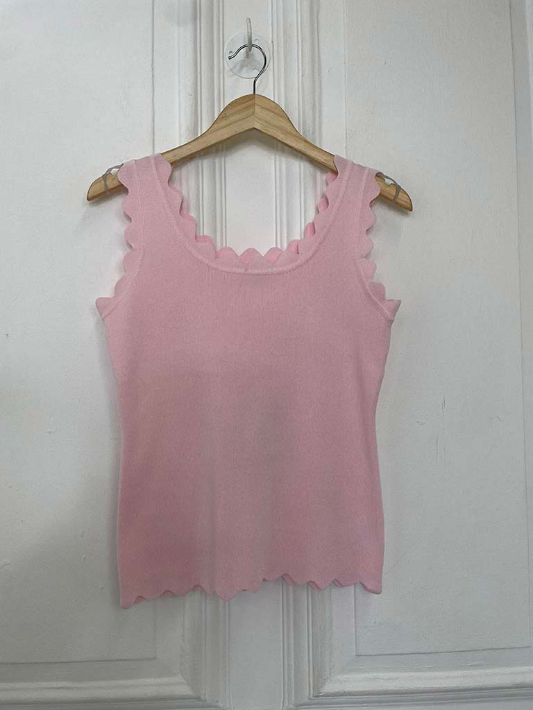 Scalloped Edge Vest - Petal