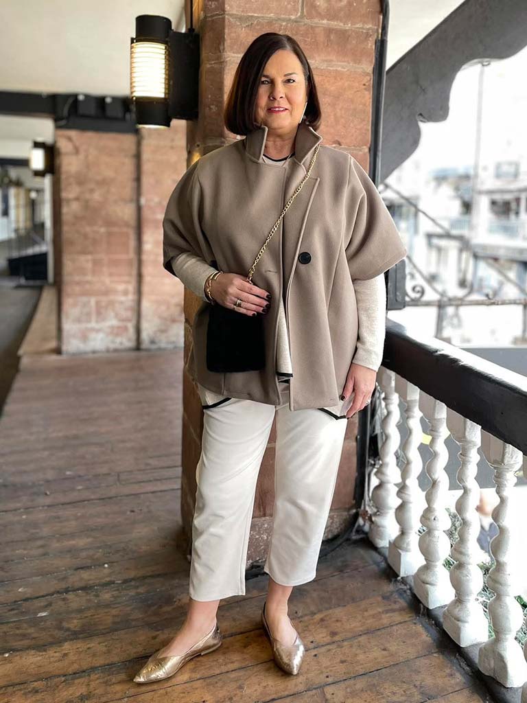 Button Cape Jacket - Latte