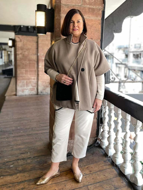 Button Cape Jacket - Latte