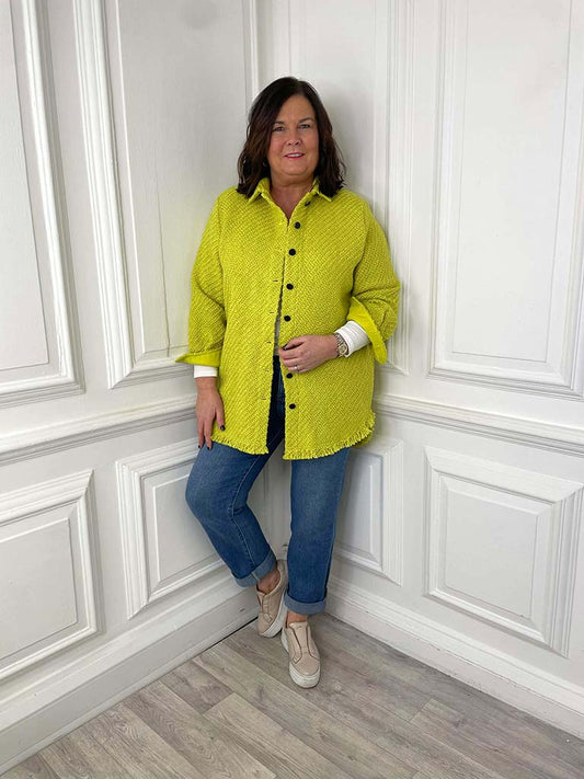Malissa J Bouclé Shacket - Lime