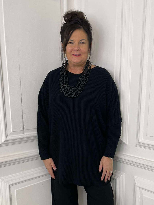 Relaxed Ribbed Knit - Black