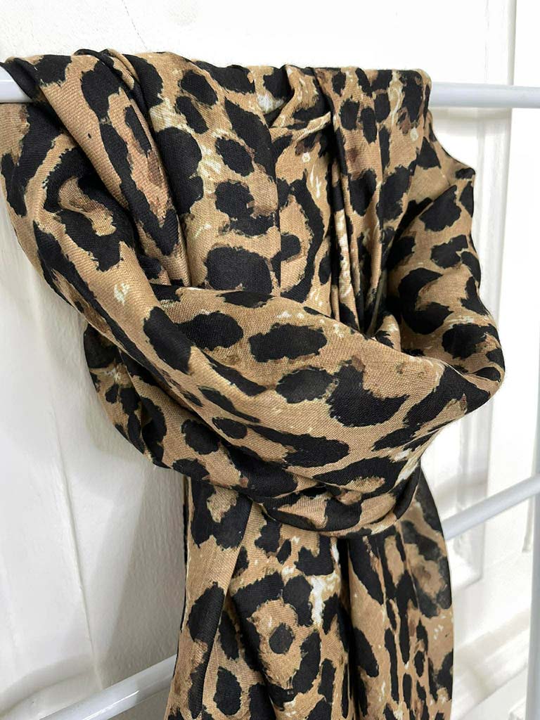 Malissa J Leopard Print Scarf - Camel