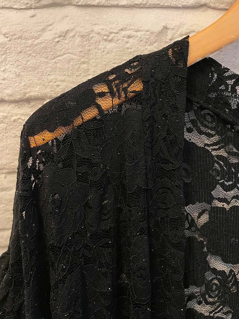Malissa J Lace & Sequin Duster Jacket - Black