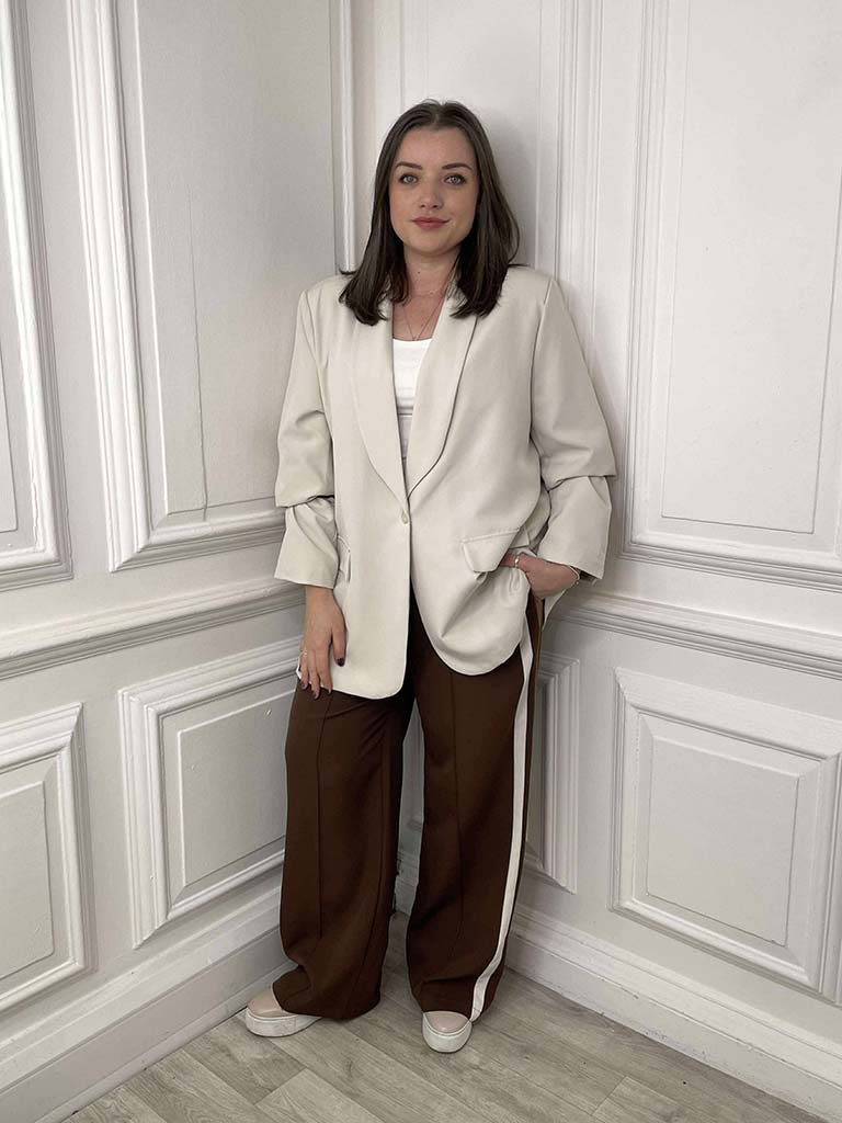 Leopard Lined Blazer - Ecru