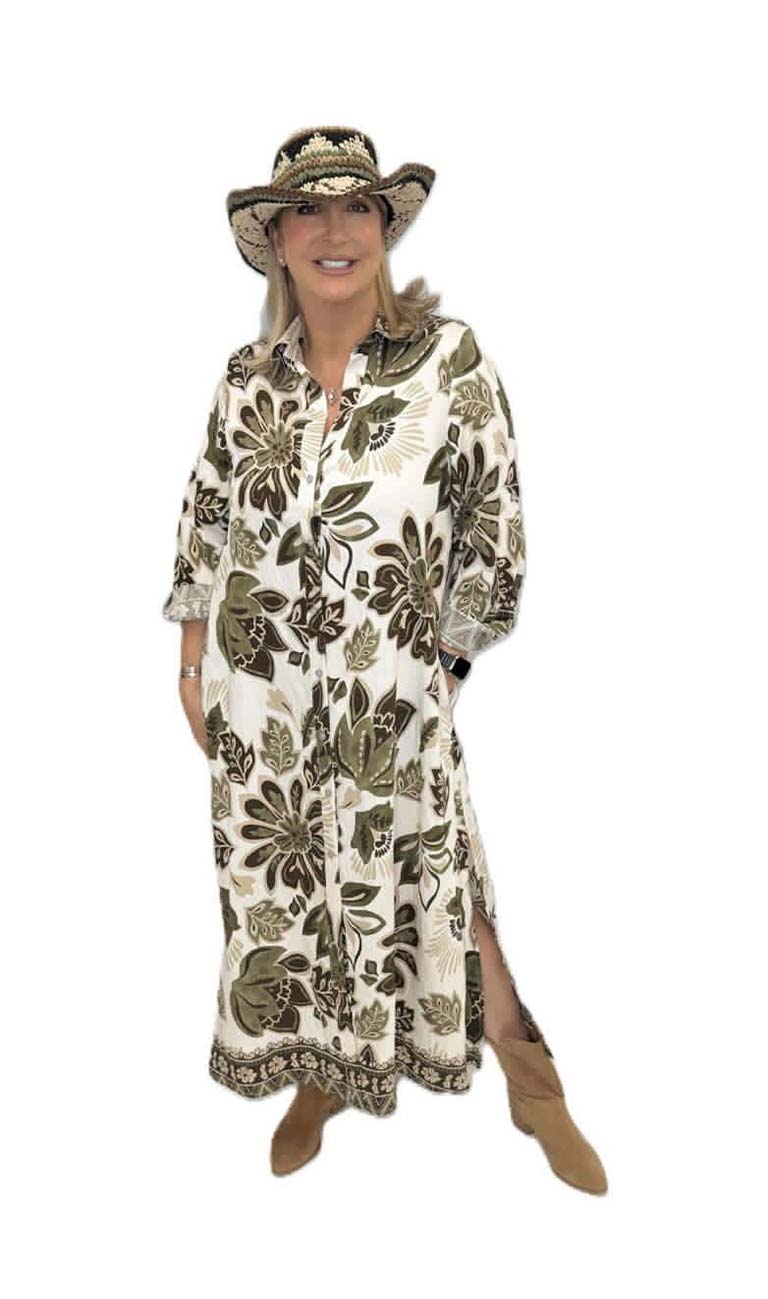 Malissa J Botanic Shirt Dress - Khaki