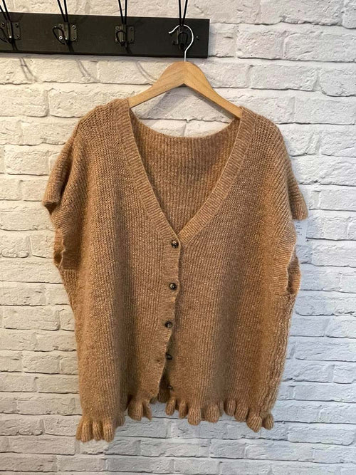 Frill Hem Cardigan - Caramel