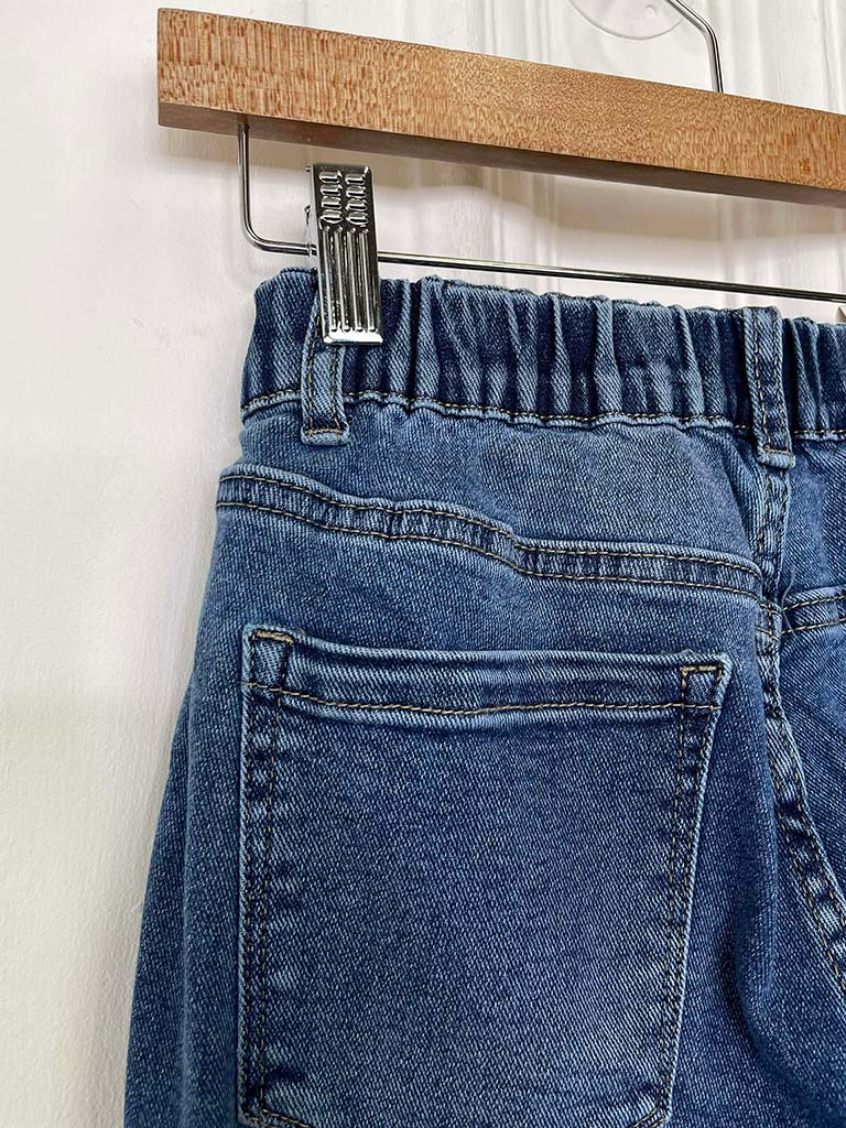 Wide Leg Stretchy Jeans - Mid Blue