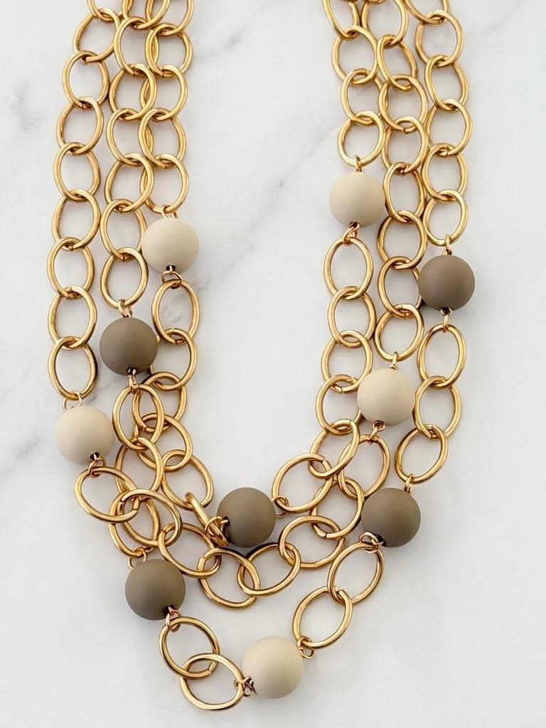Envy Bead Adorned Layered Necklace - Gold