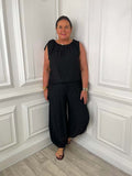 Tie Shoulder Balloon Co-ord - Black