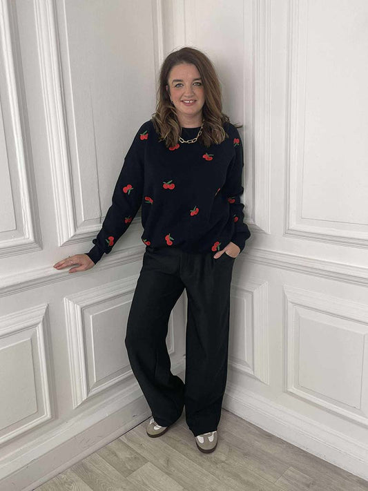 Scuba Wide Leg Trousers - Black
