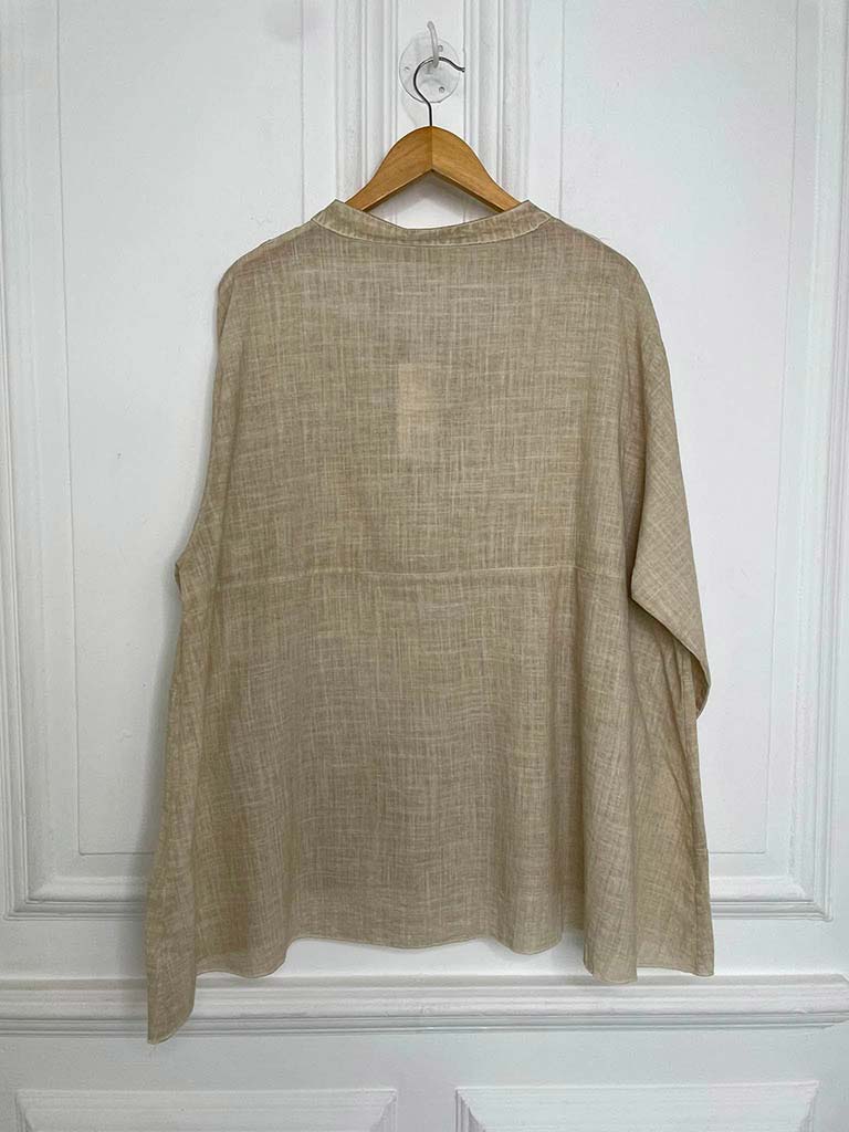 Cotton & Linen Smock Top - Stone