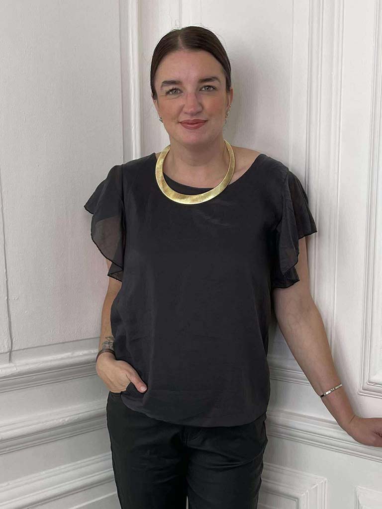 Frill Sleeve Top - Charcoal